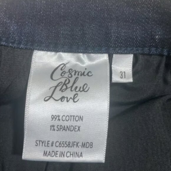 COSMIC BLUE LOVE Women's Dark Blue Bootcut Denim Jean Pants Size 31 - Picture 9 of 10